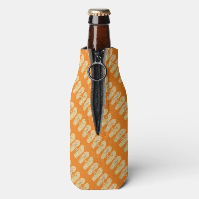 Enfriador De Botellas Patrón Flip Flop de Naranja amarillo (Reverso de la botella)