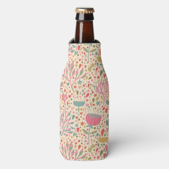 Enfriador De Botellas Patrón floral brillante (Frente de la botella)