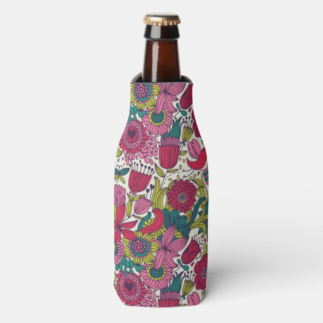 Enfriador De Botellas Patrón floral brillante (Frente de la botella)