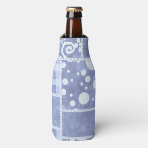 Enfriador De Botellas Patrón Floral de Gingan Azul de Colcha Loca 