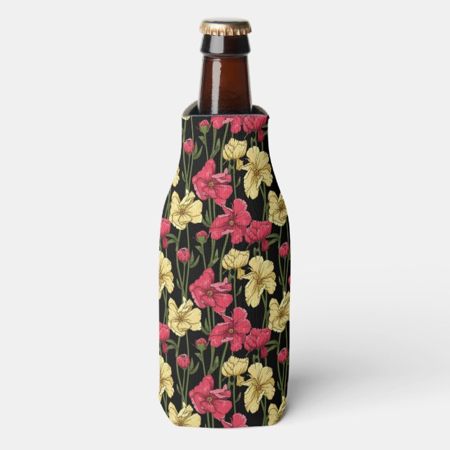 Enfriador De Botellas Patrón floral elegante 2 (Frente de la botella)
