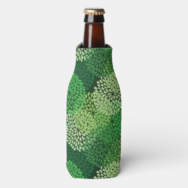 Enfriador De Botellas Patrón floral verde (Frente de la botella)