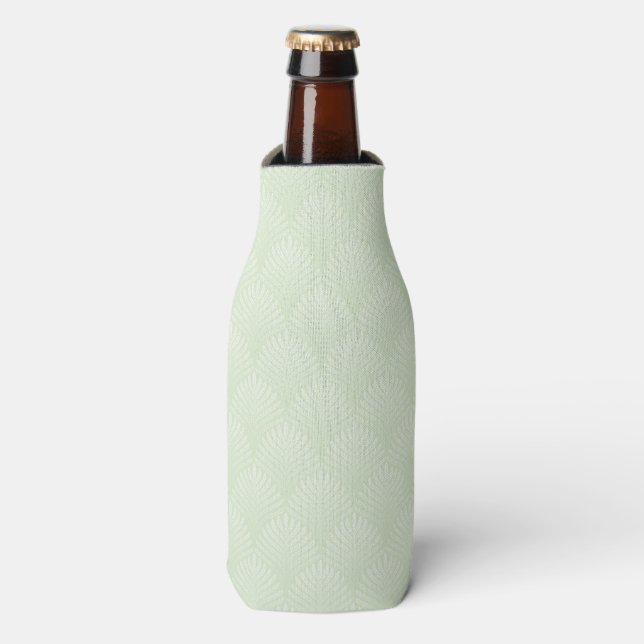 Enfriador De Botellas Patrón follaje clásico en blanco y verde (Frente de la botella)