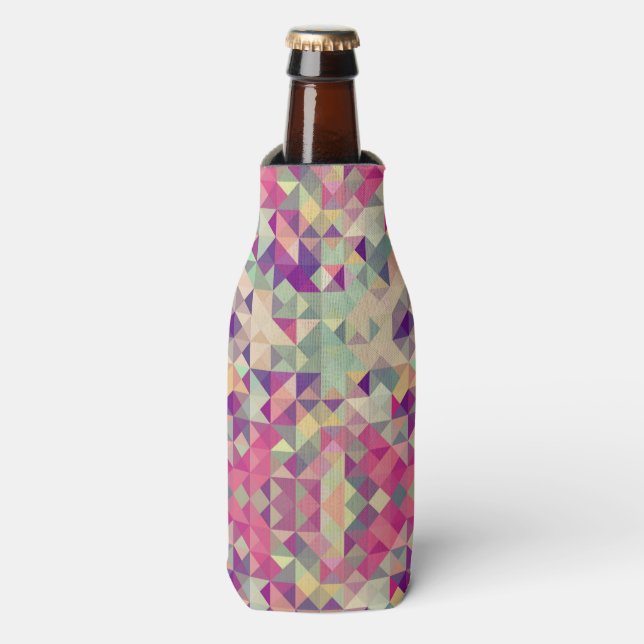 Enfriador De Botellas Patrón Geométrico Hipsters Vintage. (Frente de la botella)