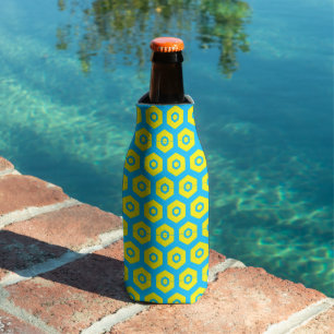 Enfriador De Botellas Patrón hexagonal moderno amarillo azul 4Don Cooler