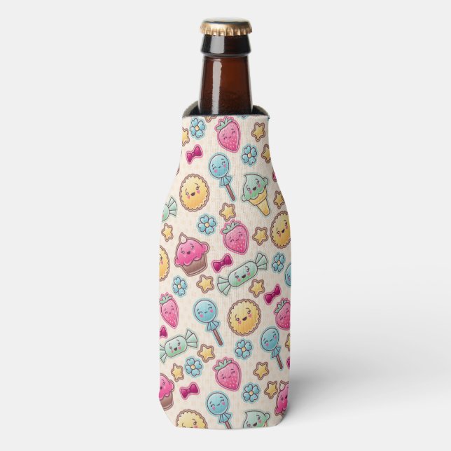 Enfriador De Botellas Patrón infantil kawaii con doodles bonitos (Frente de la botella)