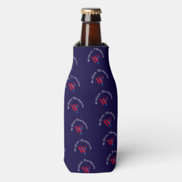 Enfriador De Botellas patrón monograma personalizado - rojo y azul