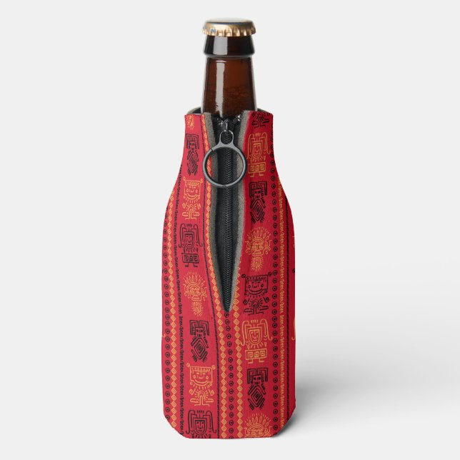 Enfriador De Botellas Patrón Nativo Rojo Tribu étnica Boho Cultura (Reverso de la botella)