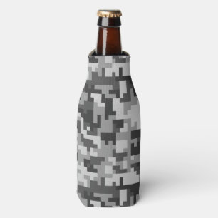Enfriador De Botellas Patrón Pixel Gris y Ejército Negro