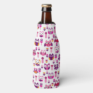 Enfriador De Botellas patrón retro colorido de búho