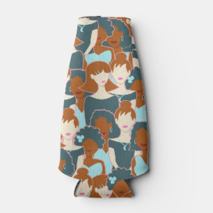 Enfriador De Botellas Patrón sin fisuras con chicas negros y chicas blan