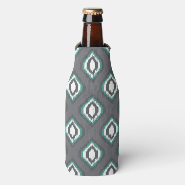 Enfriador De Botellas Patrón tribal geométrico retro ikat (Frente de la botella)