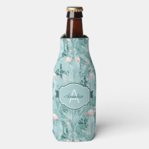 Enfriador De Botellas Patrón tropical de Orquídea Flamingo ID868 Verde