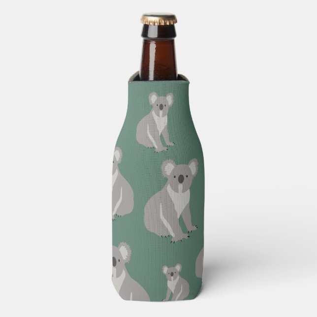 Enfriador De Botellas Patrón verde de Koala Eucalyptus (Frente de la botella)