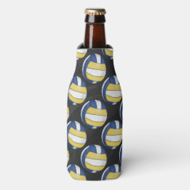 Enfriador De Botellas Patrones de voleibol azul y amarillo