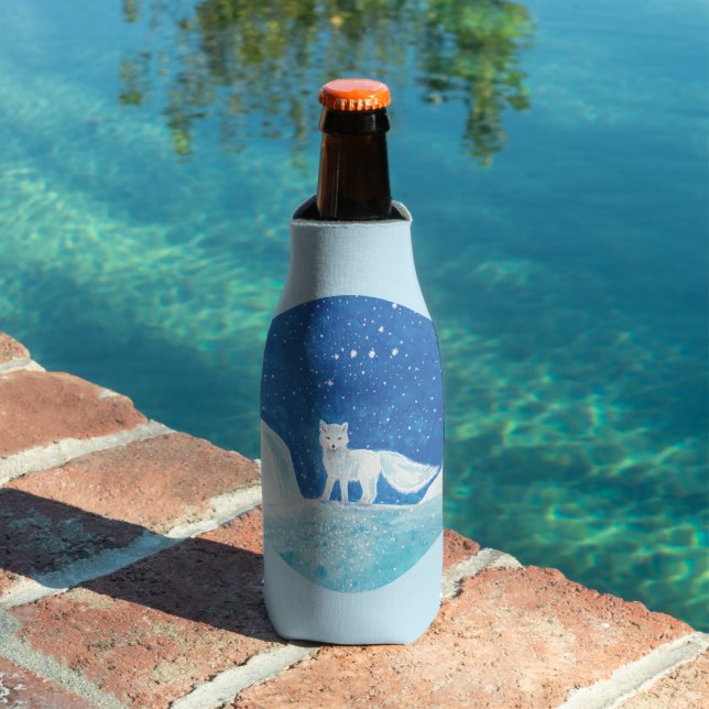 Enfriador De Botellas Pequeño Ilustracion de Fox Ártica (Vulpes Lagopus) (Piscina in situ)