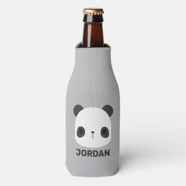 Enfriador De Botellas Pequeño oso oso panda con nombre personalizado (Frente de la botella)