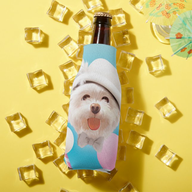 Enfriador De Botellas Perro esponjoso con Gorra blanco (Verano in situ)