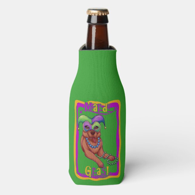 Enfriador De Botellas Perro Mardi Gras (Frente de la botella)