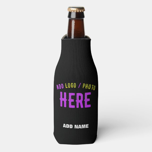 ENFRIADOR DE BOTELLAS PERSONALIZABLE MODERNO ESTILO NEGRO VERIFICADO MAR (Frente de la botella)