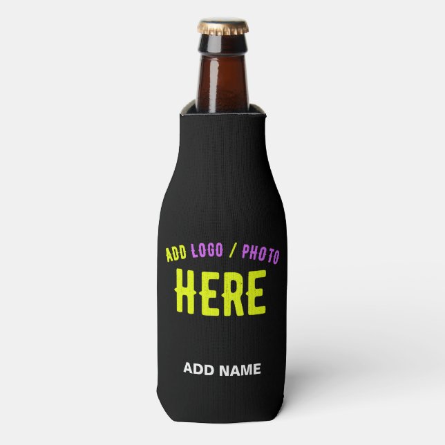 ENFRIADOR DE BOTELLAS PERSONALIZABLE MODERNO ESTILO NEGRO VERIFICADO MAR (Frente de la botella)