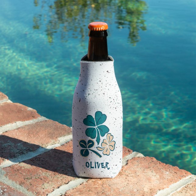 Enfriador De Botellas Personalizado amante del Shamrock verde irlandés (Piscina in situ)