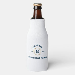 Enfriador De Botellas Personalizado Capitán Bote Monograma Laurel Náut