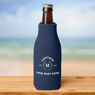 Enfriador De Botellas Personalizado Capitán Bote Monograma Laurel Náutic