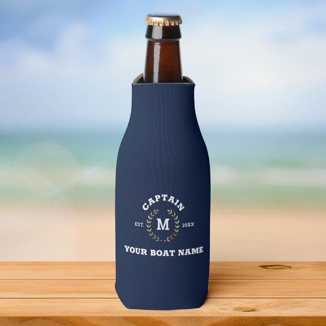 Enfriador De Botellas Personalizado Capitán Bote Monograma Laurel Náutic (Subido por el creador)