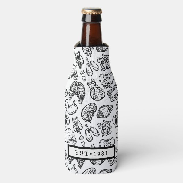 Enfriador De Botellas Personalizado de boceto científico de la anatomía  (Frente de la botella)