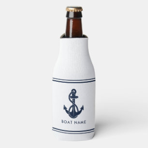 Enfriador De Botellas Personalizado de nombre de barco de anclaje azul d
