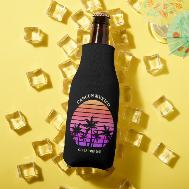 Enfriador De Botellas Personalizado de palmeras tropicales Fiesta rosado (Verano in situ)