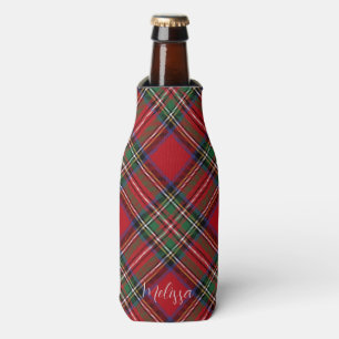 Enfriador De Botellas Personalizado de Plaid Rustic Stewart Tartán