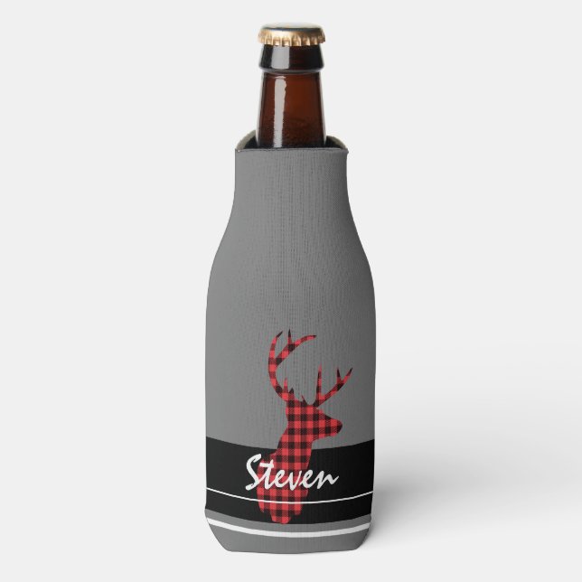 Enfriador De Botellas Personalizado el cazador de ciervos Red Black Buff (Frente de la botella)