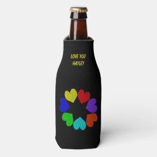 Enfriador De Botellas Personalizado Floral Rainbow Love Hearts