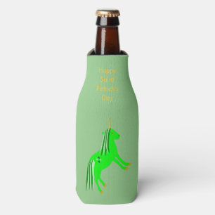 Enfriador De Botellas Personalizado irlandés verde y unicornio de oro