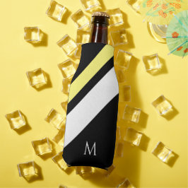 Enfriador De Botellas Personalizado líneas diagonales iniciales negro