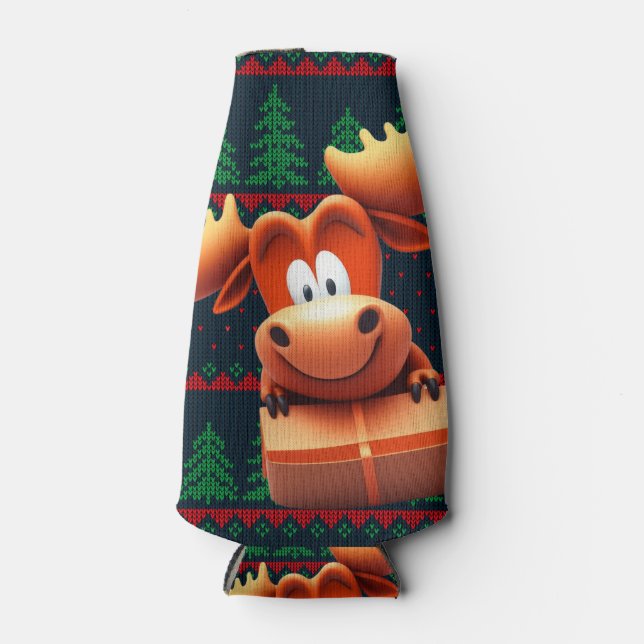 Enfriador De Botellas Personalizado Moose con Navidades Refrigeradores d (Anverso)