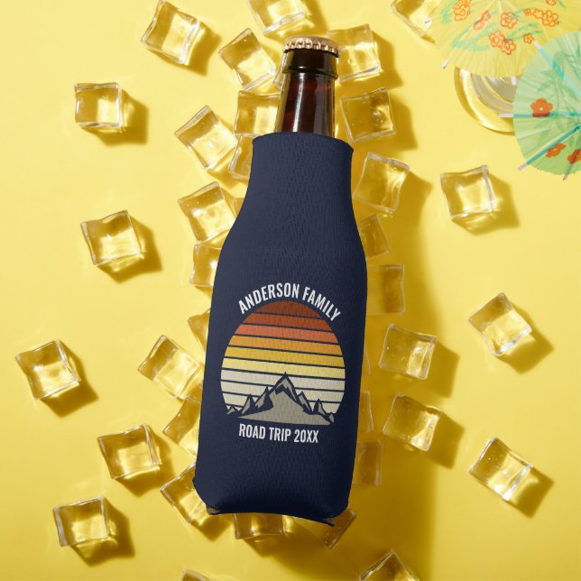 Enfriador De Botellas Personalizado Mountain Sunset Navy Blue (Verano in situ)