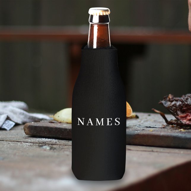 Enfriador De Botellas Personalizado negro simple Añadir su nombre Frasco (Subido por el creador)