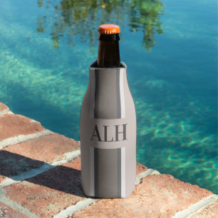 Enfriador De Botellas Personalizado Neutral Moderno de Rayas Iniciales P