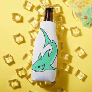 Enfriador De Botellas personalizado sonriente menta de tiburón azul verd