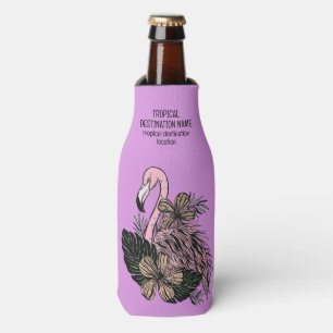Enfriador De Botellas Personalizado Texto Flamingo Rosa