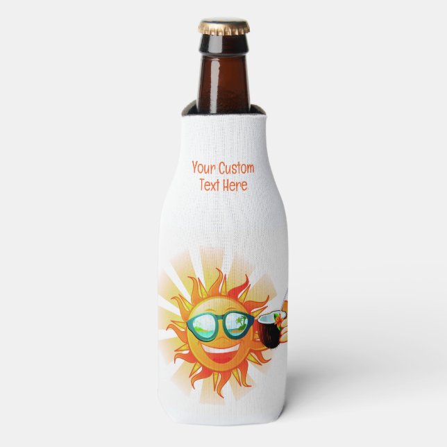 Enfriador De Botellas Personalizado Texto Sol tropical (Frente de la botella)