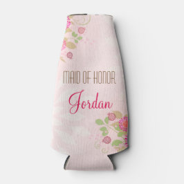 Enfriador De Botellas Personalizado Vintage Floral Maid of Honor Frasco
