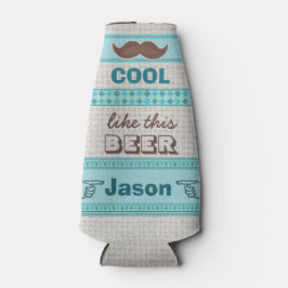 Enfriador De Botellas Personalizado Vintage Hipster Mustache Frasco