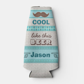 Enfriador De Botellas Personalizado Vintage Hipster Mustache Frasco