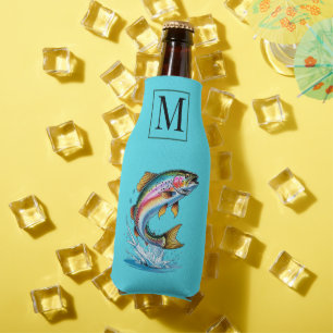 Enfriador De Botellas Pesca verde azulada de trucha arco iris en monogra