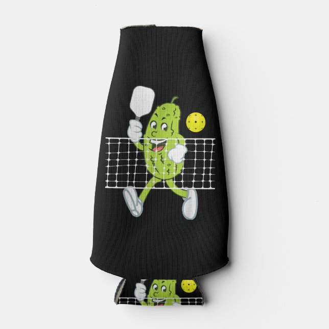 Enfriador De Botellas Pickle Jugando Pickleball - Divertido Paddle (Anverso)