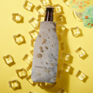 Enfriador De Botellas Piel de vaca de oro de cuero falso Personalizado s